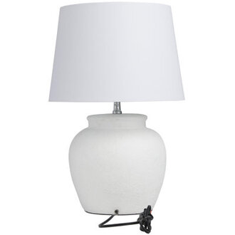 Frasilus Cement Stone Pot Inspired White Table Lamp with Textured Exterior