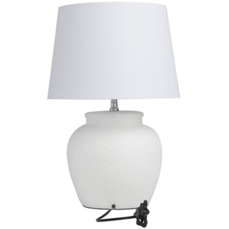 Frasilus Cement Stone Pot Inspired White Table Lamp with Textured Exterior