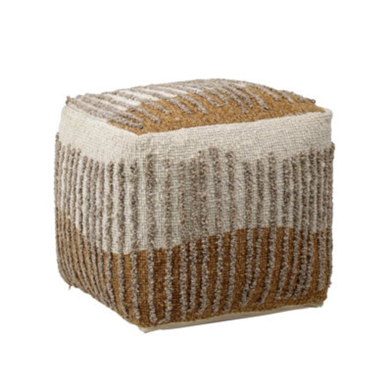 Arluene 16 x 16 Handwoven Wool and Cotton Blend Pouf