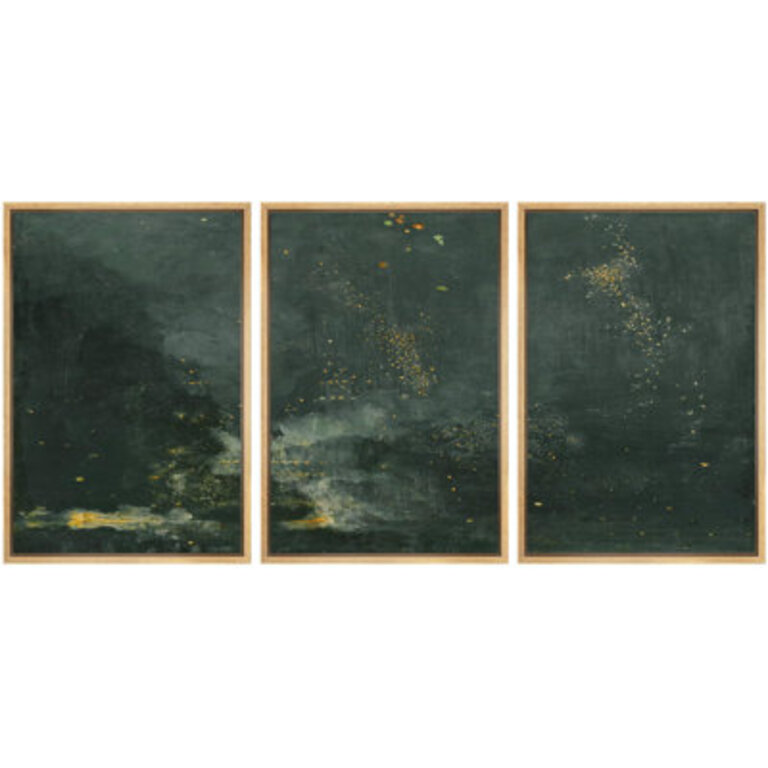 Mystic Depths Abstract With Gold Accents  3 - Pieces
