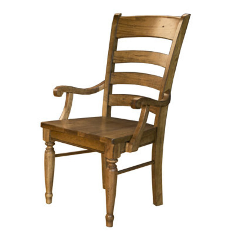 Shaler Solid Wood Ladder Back Arm Chair in Smoky Quartz
