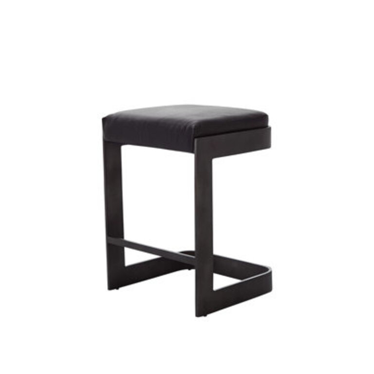 Regan Bar Stool wBlack Leather-Graphite
