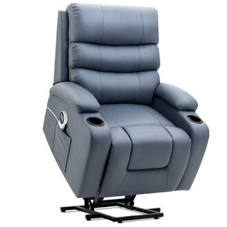 Power Lift Recliner Chair with Massage and Heat for Elderly with 2 Cup Holders