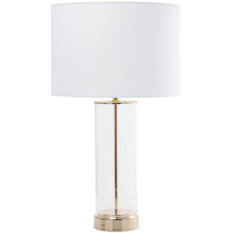Glass Transparent Base Gold Table Lamp with Drum Shade