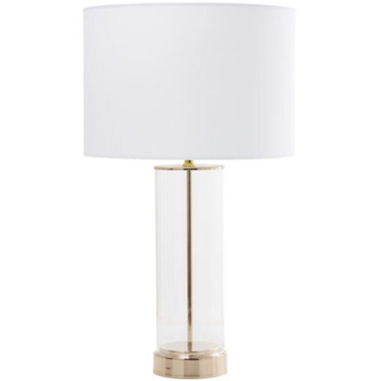Glass Transparent Base Gold Table Lamp with Drum Shade