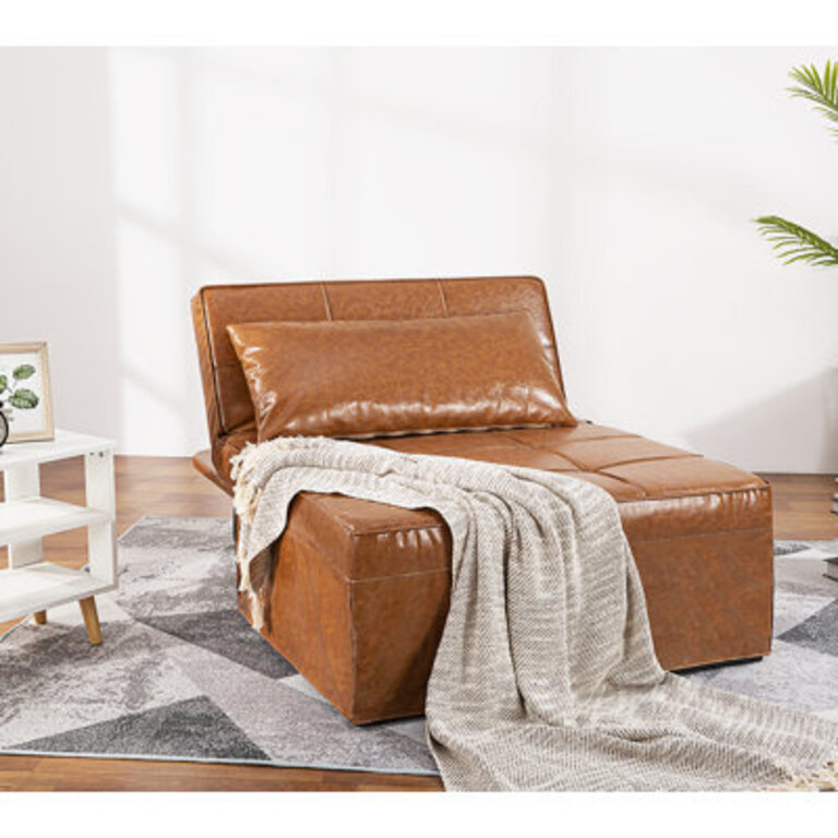 Vonanda Leather Ottoman Sofa Bedsmall Modern Couc 37 Faux Leather Cushioned Convertible Sofa