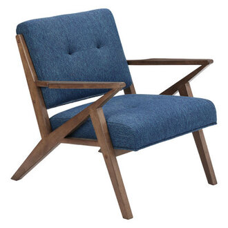 Balom Retro Button Tufted Upholstered Arm Chair with Angled Wood Frame