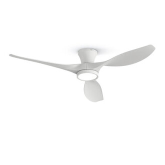 52" Jacara 3 - Blade LED Flush Mount Ceiling Fan with Remote Control and Light Kit Included Finish: White with White Blades