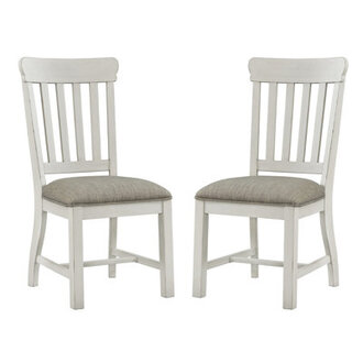 Isamu Slat Back Dining Chair with Cushion Seat Off-White  French Oak