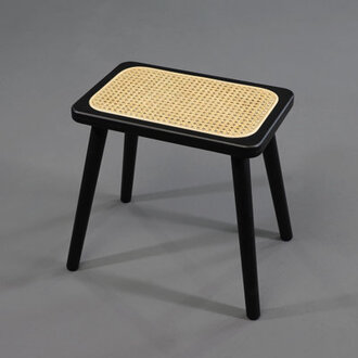 Ascano Natural Rattan Top Wood Stool with Portable and Detachable Legs Handcrafted Wood Stool Lightweight Stool Hand Woven Comfortable Support Rectangle