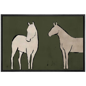 Pastel Watercolor White Horse Duo