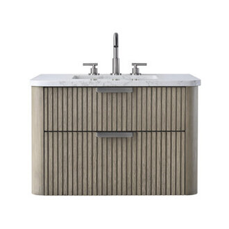 Liljan 30 Wall-Mounted Single Bathroom Vanity with Engineered Stone Top
