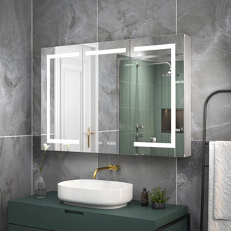 Amreece 48 W Frameless LED Medicine Cabinet with Mirror and 6 Adjustable Shelves