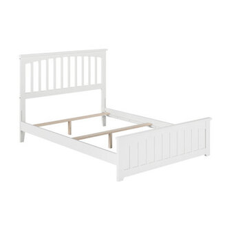 Brunelle Solid Wood Foundation Bed with Matching Footboard  Built-in Charger