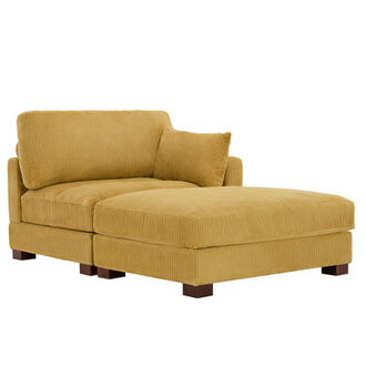 Bentura Oversized Upholstered Corduroy Modular Chaise Lounge with Armrests  Throw Pillows