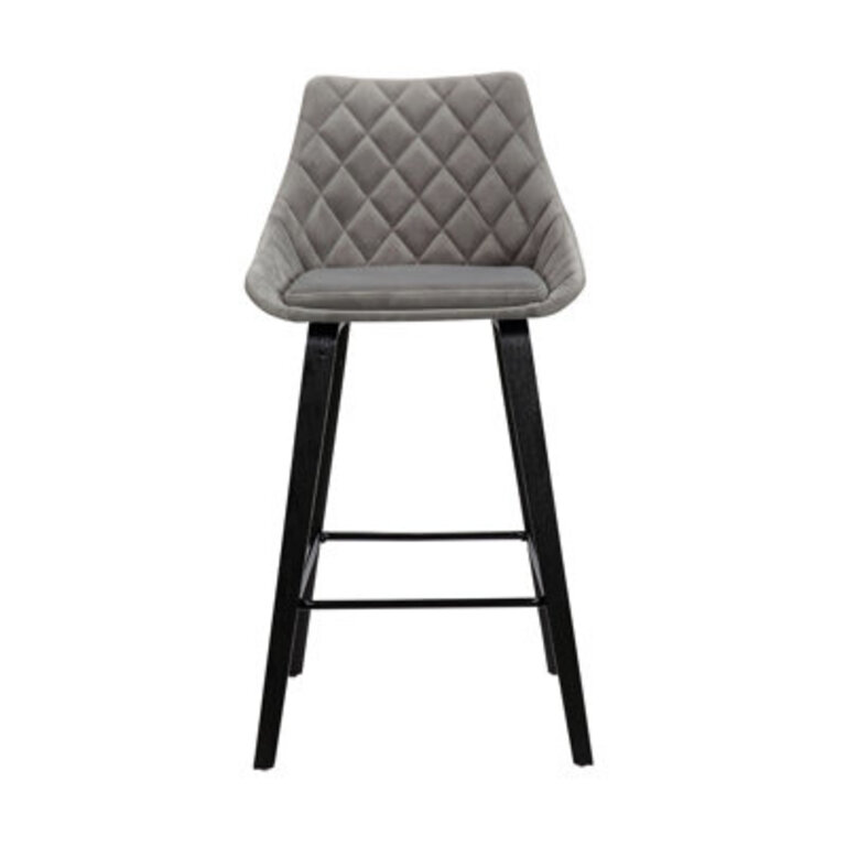 Culloden 26 Counter Height Armless Bar Stool with Footrest in Gray Velvet and Wood