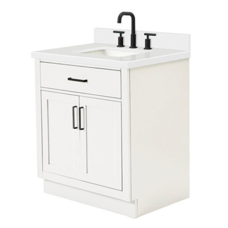 Thornaby 30 Solid Wood Single Bathroom Vanity with 15 Quartz Top