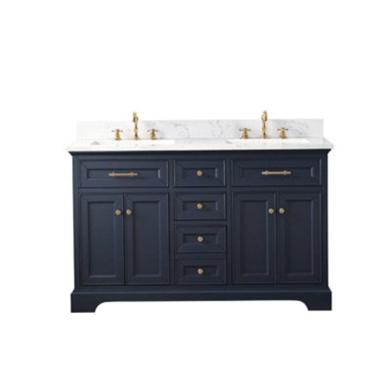 Currahee 54 Free-standing Double Bathroom Vanity with Engineered Stone Vanity Top