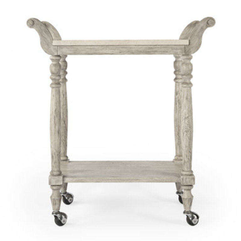Aberdale Marble Top and Wood Bar Cart