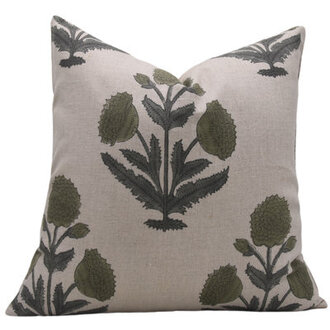 Floral Linen IndoorOutdoor Pillow Cover