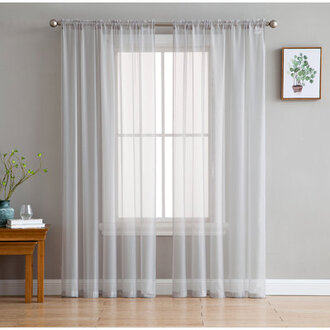 Daxin Solid Sheer Voile Rod Pocket Curtain Panels Set