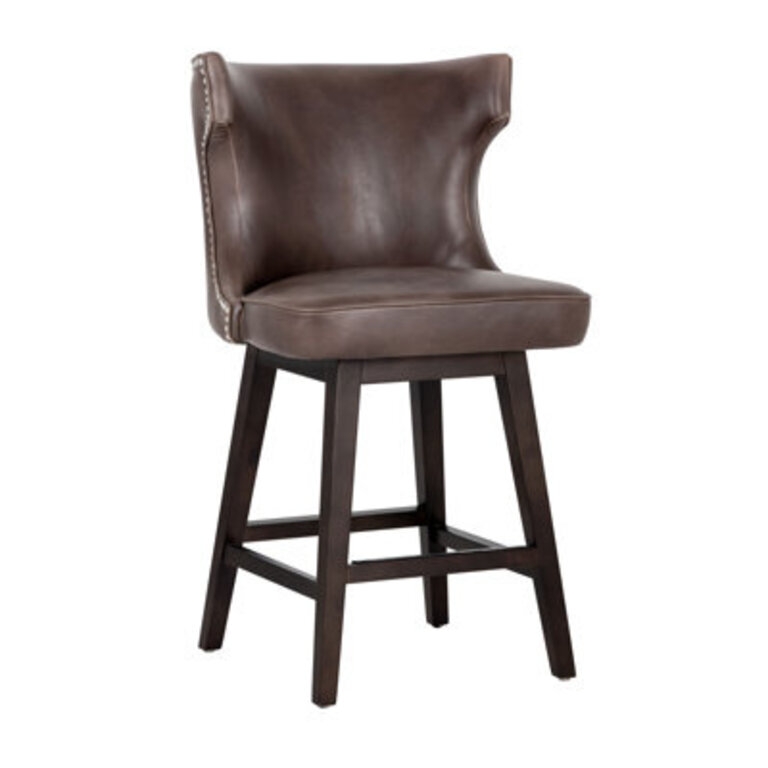 Gavril Swivel Upholstered Counter Stool with Solid Wood Frame