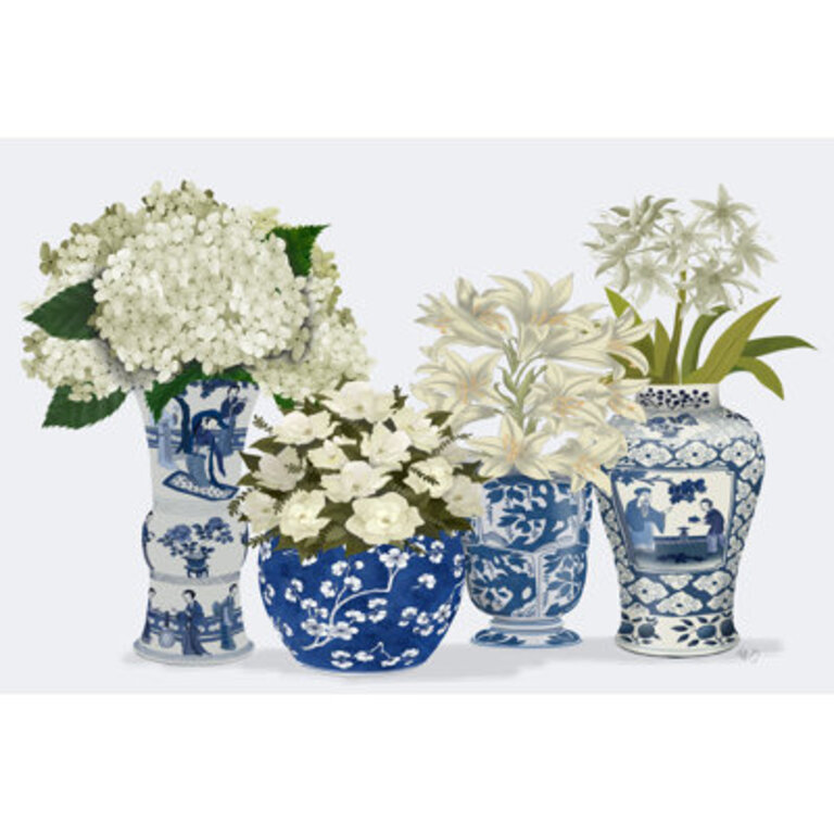 Chinoiserie Flower Quartet 2 Blue  by Fab Funky