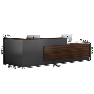 Salon 2 Person L-Shape Laminate Reception Desk with Filing Cabinet