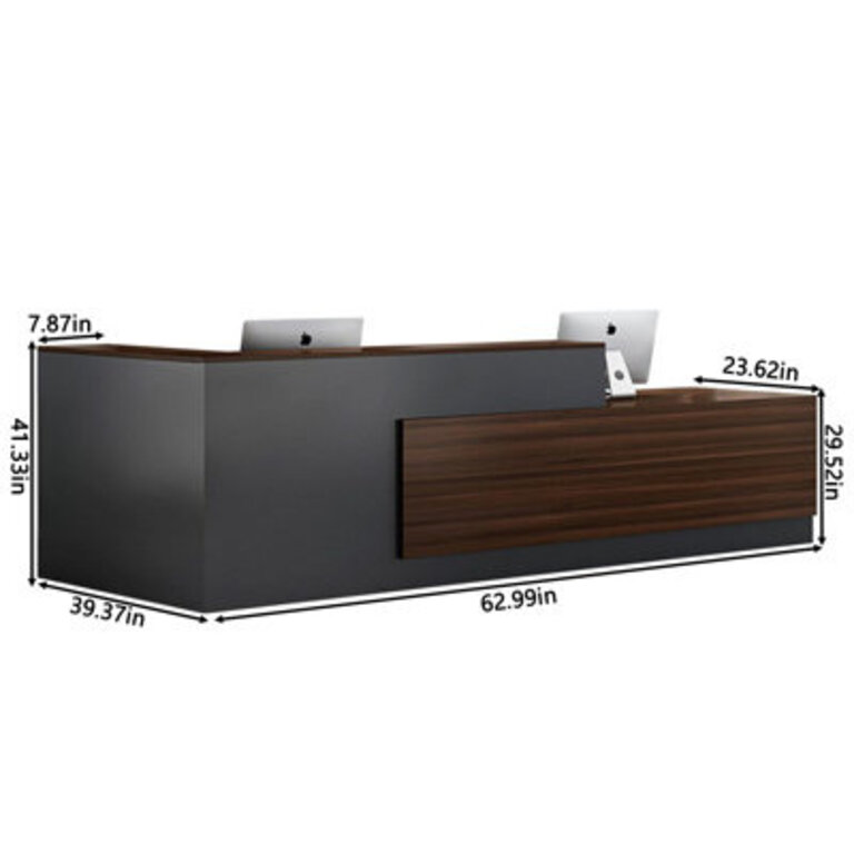 Salon 2 Person L-Shape Laminate Reception Desk with Filing Cabinet