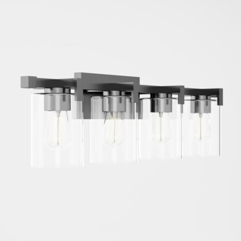 Hicklin 32 in 3-Light Modern Dimmable Vanity Light with Clear Glass Shade