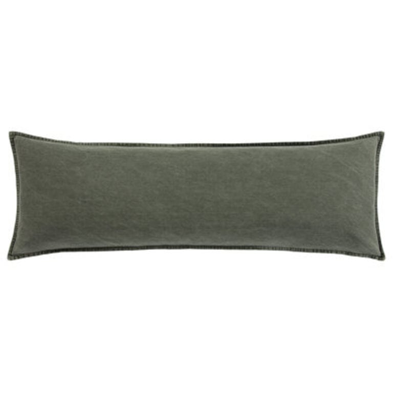 Stonewashed Cotton Canvas Solid Color Classic Chic Modern Rustic 14x42 Long Lumbar Pillow