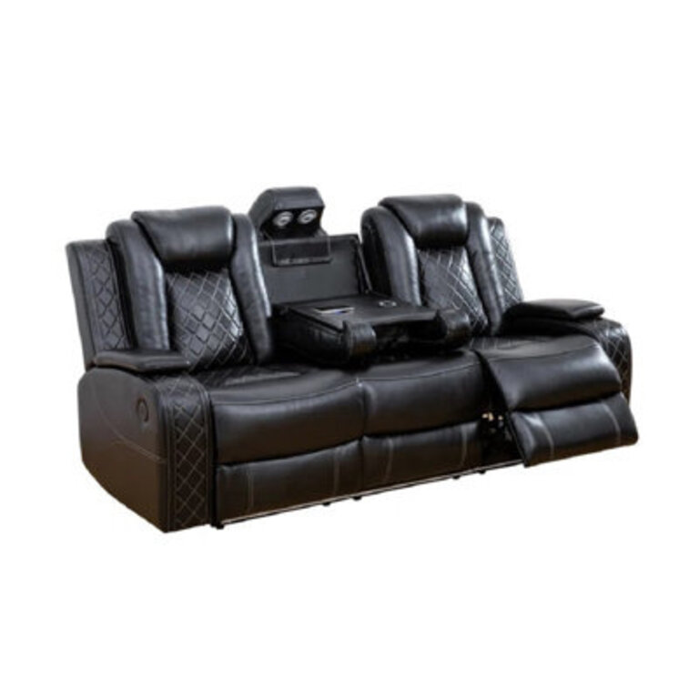Keyia 835 Breathable Leather Power Reclining Sofa with LED Lighting