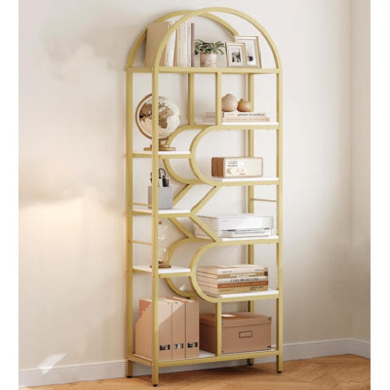 Stricker 6 Tier Arched Bookcasetall Display Racks Geometric Open Storage Shelf Unique Book Rack