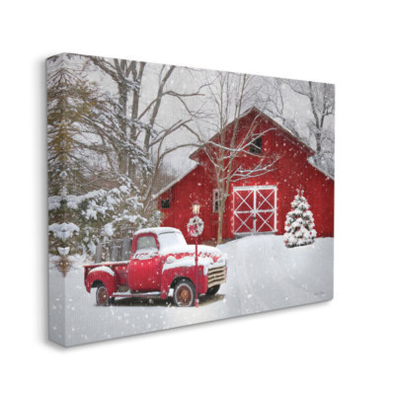 Red Barn And Truck Powdery Snow Rural Scenery  by Lori Deiter