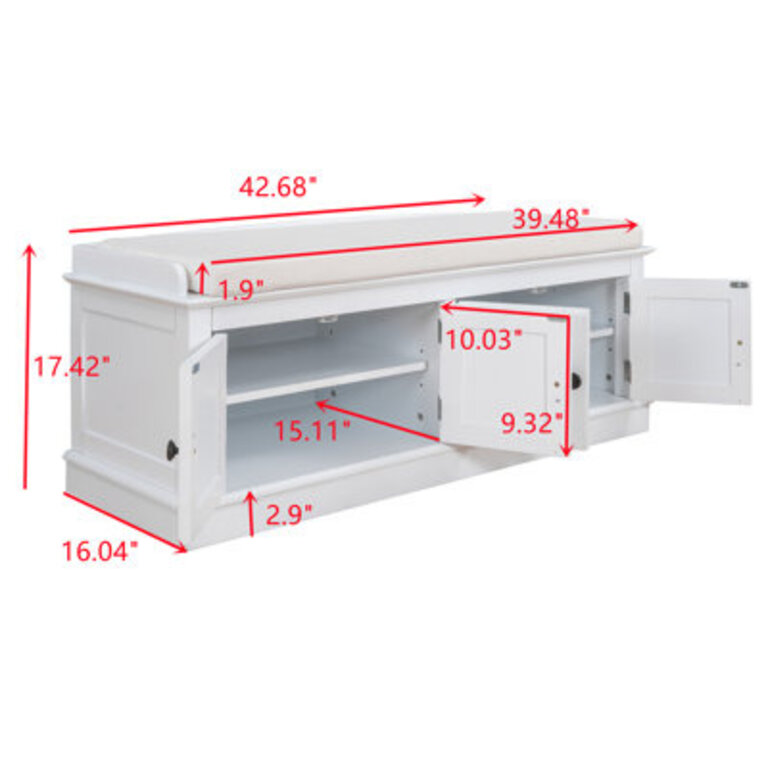 Linen Blend Upholstered Storage Bench