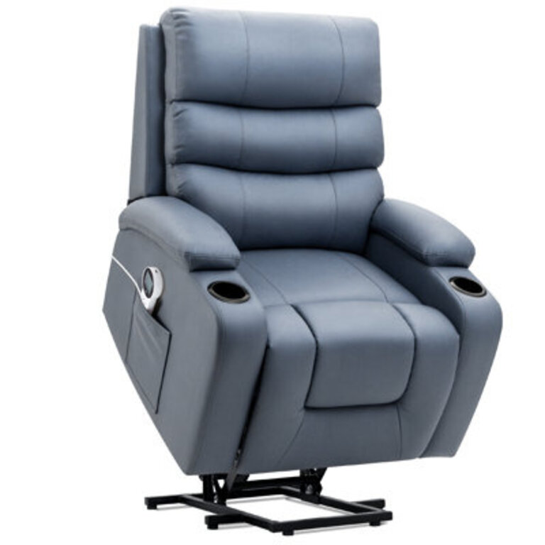 Power Lift Recliner Chair with Massage and Heat for Elderly with 2 Cup Holders