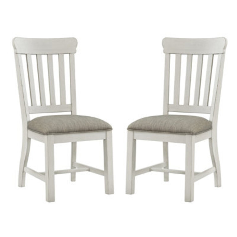 Isamu Slat Back Dining Chair with Cushion Seat Off-White  French Oak