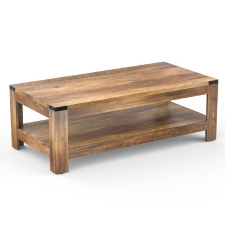 Damika Rectangular Coffee Table with 2-Tier Storage