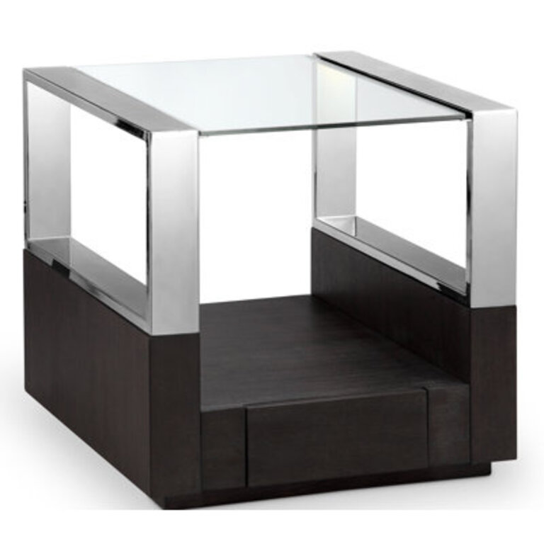 Ahlers Glass Top End Table with Storage