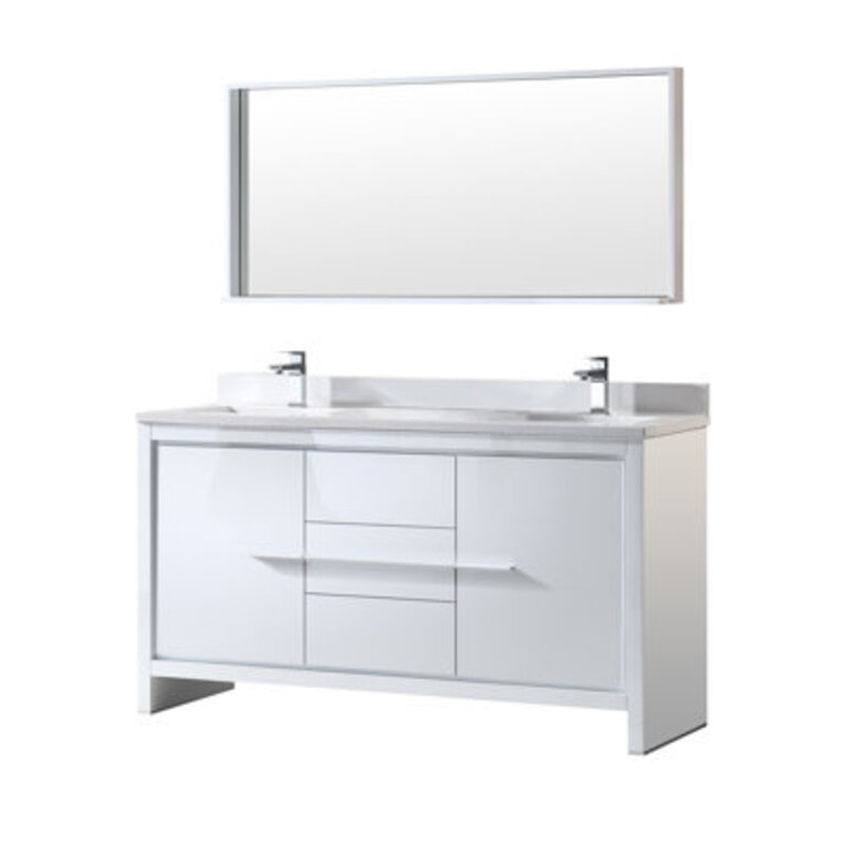 Fresca Allier 60 Free-Standing Double Sink Modern Bathroom Vanity Set with Mirror
