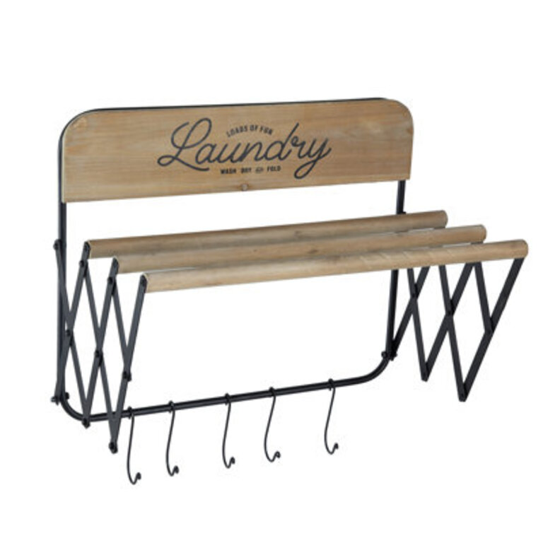 Laundry Rack with Accordion Design - 20 x 14 x 20 - Brown and Black