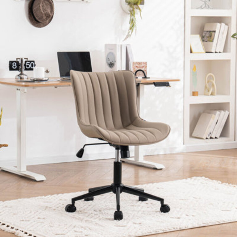 Brionni Leather Upholstered Office Desk Chair Swivel Task Chair Height Adjust Conference Chair
