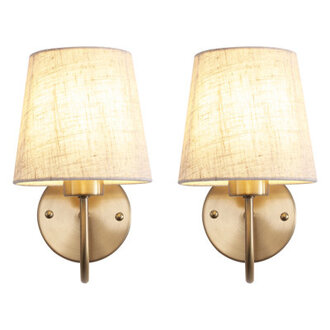 Iknoor Dimmable Rustic Bath Sconce Wall Light with Linen Beige Fabric Lampshade for Toilet Hallway Staircase Living room Bathroom Dining room