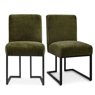 Bende Modern Fabric Upholstered Side Chairs with Metal Sled Base
