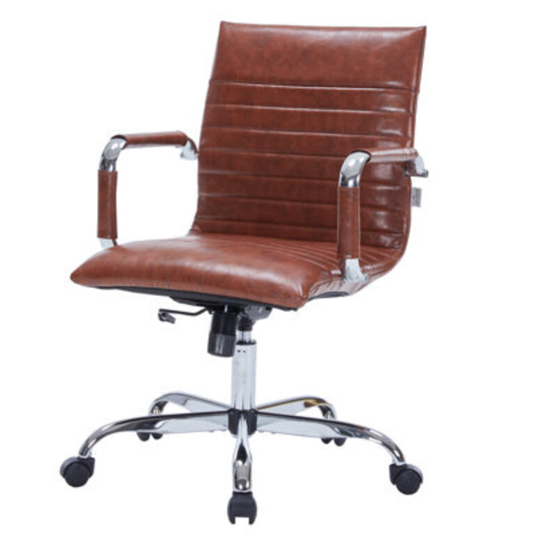 Sorrells Mid Back Leather Office Chair Adjustable Height Swivel Tilt Ergonomic Executive Conference Chair
