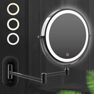 LED Round Metal Wall Mirror Rechargeable Makeup Mirror