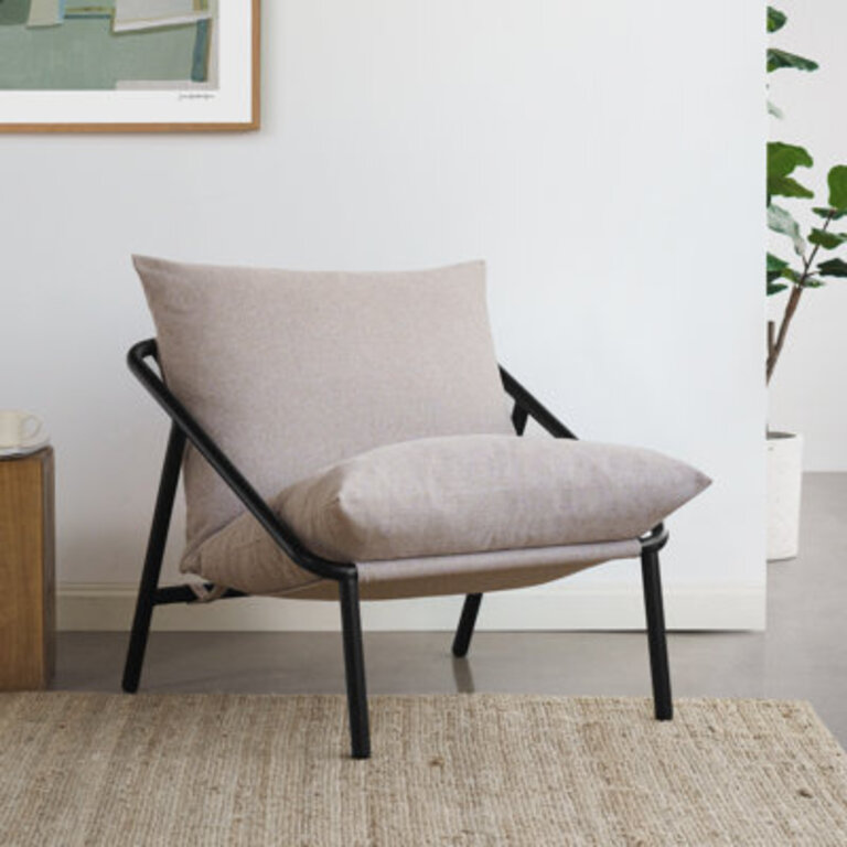Ayatt Modern Metal Frame Sling Accent Armchair
