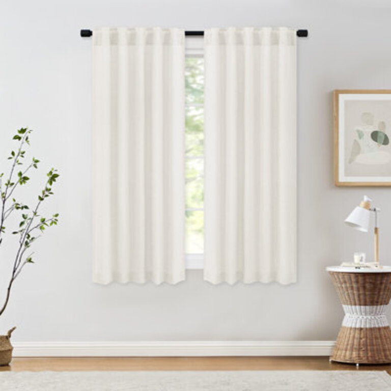 Set of 2 Toyoko Linen Blended Back Tab Curtains