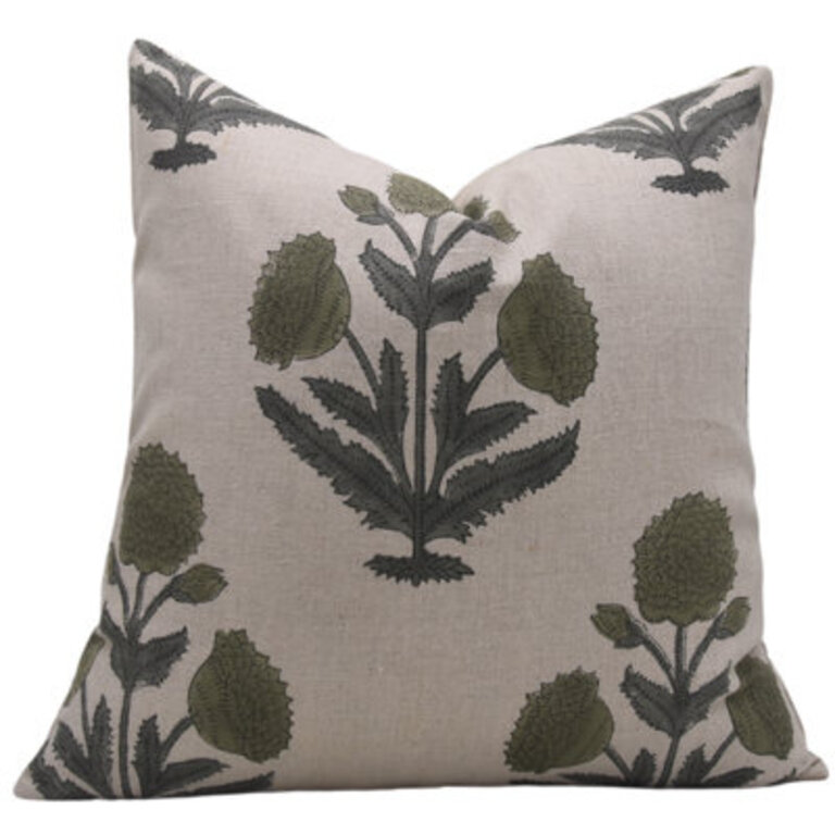 Floral Linen IndoorOutdoor Pillow Cover