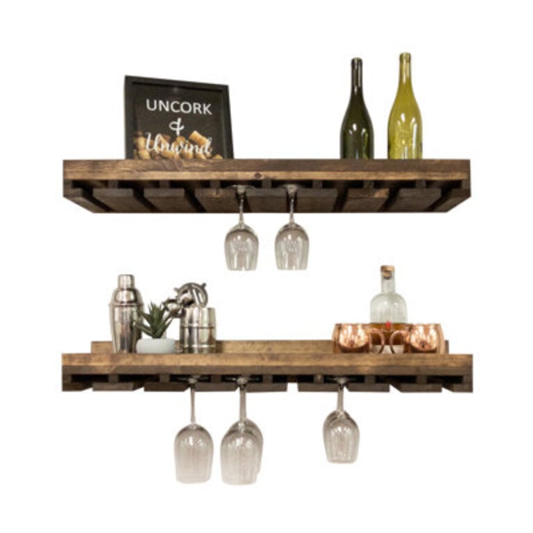 Bouley Solid Wood Wall Mounted Wine Glass Rack